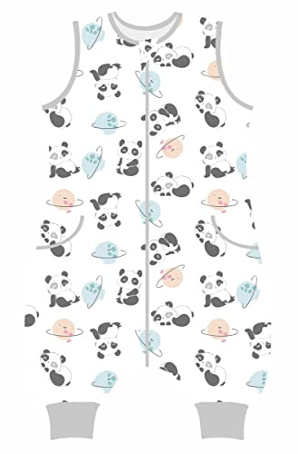 Teechodina Baby sommar sovsäck med fötter 100 % ren bomull 0,5 tog barn sommarsovsäck med ben småbarn pyjamas för pojkar och flickor, panda planet/0,5 tog, 90 cm/baby höjd 100–110 cm