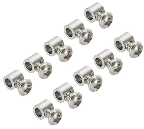 PATIKIL 5,3x6mm Alambre Cuerda Clips, 30uds Acero Cable Abrazaderas 3,5mm Único Agujero Cable Bloqueo Cuerda Accesorios Clip con M4*0.7 Tornillos para Cable