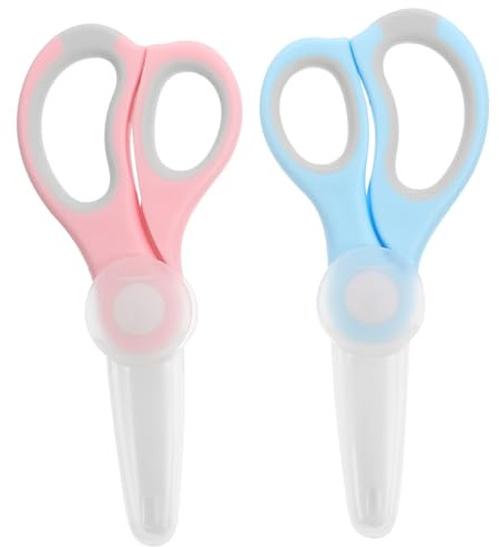 VANZACK Ceramic Shears, 2Pcs Ceramic Baby Food Scissors With Storage Cover - Cut Baby Food Easily for Noodles, Meat, Chicken, Veggies and Fruits