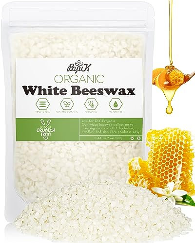 Weiße Bienenwachs Pastillen 200G/906G/2.3KG, Kerzenwachs für die Kerzenherstellung, Bienenwachs für Kosmetische Produkte, Bienenwachs Bio für Kosmetik für Körper, Hautpflege DIY, Lippenbalsam（200G）