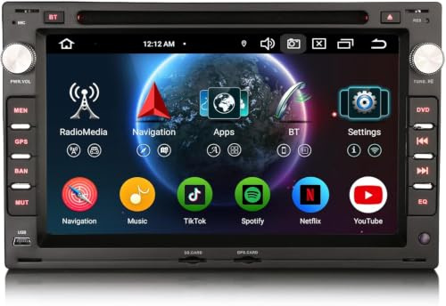 Erisin 8-Core Android 16 4GB+64GB DVD Autoradio GPS Navigatore per VW T5 Multivan Passat Golf 4 Sharan Polo Lupo SKODA Octavia SEAT Ibiza 6L 7 Bluetooth 5.0 CarPlay Android Auto WiFi DSP RDS CANbus