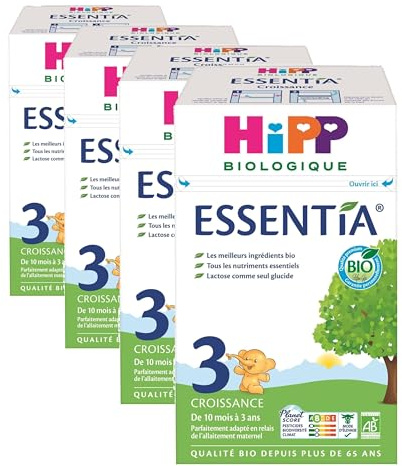 HiPP Biologique Lait 3 Croissance Essentia Boîte 600g (Lot de 4)