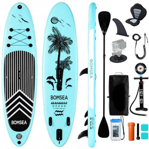 Bomsea Sup Board，Paddle Board für Stand-up Paddling, Paddleboard, Stand-up Paddling Board, Doppel Paddel für SUP, Aufblasbare Boards für Wassersport,2 Personen Sitzplätze (Light Green)