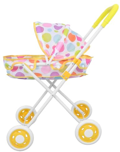 LABRIMP Doll Stroller Realistic Pram for Lightweight Portable Doll Carriage with Ample Storage for Pretend Role Play Accessory
