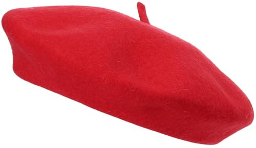 ShopMCR Classic Wool Beret Hat for Men & Women – French Style Vintage Artist Cap – Soft, Warm & Comfortable Autumn Winter Accessory – Plain, Chic & Timeless Parisian Fashion Hat (Red)