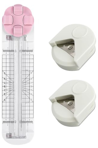 YUPZAR Set Completo para Cortar Papel Set:Cortador de Papel 4 en 1, Para álbumes de Recortes, Creación de Tarjetas,Manualidades,Con 2 Fresas de Bisel R4 ángulo Redondeado