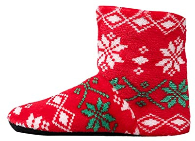 Generisch Navidad festiva nieve hogar cálido silencioso señoras zapatilla mullida felpa cómoda Navidad, rojo, 40 EU