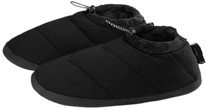 Duck Down lägerskor låg topp vinter varm ultralätt toffel stövlar halkskydd vindtät vattentät camping snö för utomhus (svart, XL (42-43))
