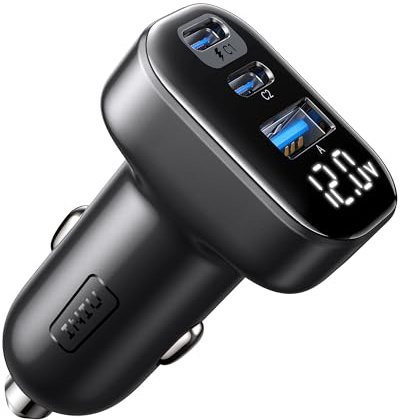 INIU Cargador Coche Carga Rápida 90W, 3-Puertos [USB C 45W + USB C 45W] Cargador Mechero Coche, 12V USB-C Cargador Movil Coche para iPhone 17 16 15 Pro, Samsung S25, Xiaomi, Camion, Fiat Peugeot etc