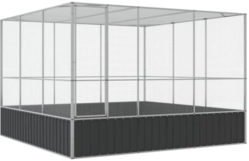 Mokuyary - Aviario de acero (311 x 307 x 212 cm, jaula para pájaros, canarios, pinzas, periquitos, ondulados, inseparables