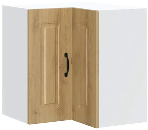 QJBSAVVA Armario de esquina Kalmar para la cocina, armario colgante de cocina en roble Artisan, armario de pared de madera, ahorra espacio para vajilla y ollas, 57 x 57 x 60 cm