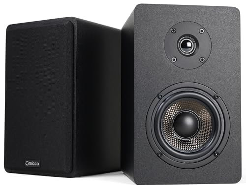 Micca MB42X - Altavoces de estantería avanzados para Cine en casa con Sonido Envolvente, estéreo y Monitor pasivo de Campo cercano, 2 vías (Negro, par)