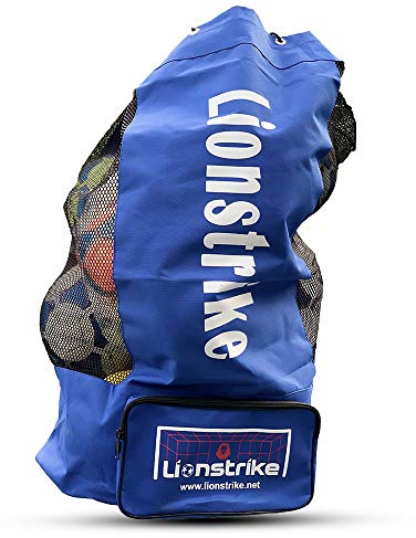 Lionstrike Großer Fußballsack – Große Aufbewahrungstasche für Fußball, Rugby, Basketball und Hockey – Robuste Nylon- und Netztasche – Platz für 12–15 Fußbälle
