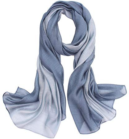 Scarf for Women Cotton Silk Scarves Elegant Gradient Color Lightweight Fashion for Spring Winter Scarves Shawl Wraps (Blue-1)