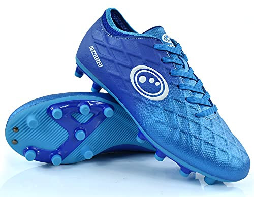 Optimum Ignisio Lace-Up Football Boots - Flat Moulded Stud Outsole, Easy Fastening Astro Trainers - PU Leather, Flexible & Comfortable Fit Football Boots - Artic Blue, 6