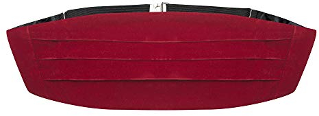 King & Priory Dunkelroter Samt-Kummerbund für Männer, One Size (Adjustable up to 44 Waist), Herren, Kummerbund