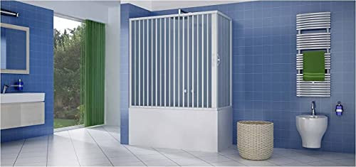 Easy Kit - Sopravasca Box vasca con due ante a soffietto, 70 x 170 cm, altezza 150 cm, in PVC, bianca, apertura angolare