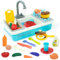 Juego de Juguetes de Cocina,Juego de Fregadero de Cocina con Sistema de Ciclo de Agua Corriente y Parrilla,Cocinas Infantiles con Soporte para Platos y Juguetes de Comida,para Niños de 3+ años.
