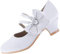 EIGHT KM Girls High Heel Dress Shoes Mary Jane Wedding Party Pump Princess Shoes EKM7035 Patent Leather Heart Pearl Bow White UK Toddler Size 7