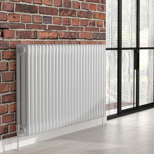 Heilmetz 600x1200 Column Radiator Triple, White Cast Iron Style Horizontal Radiator 3 Column Radiator Traditional Central Heating Radiator