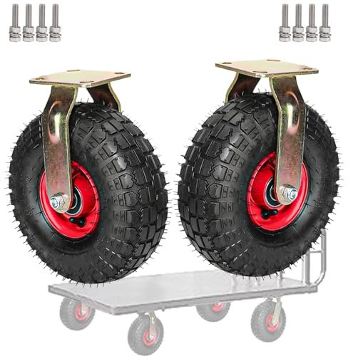 WORDFUN Ruedas De Goma Universales Ruedas Giratorias, Ruedas De Transporte, Juego De 2 De 200/250 Mm, con Freno Y Fijo, Rotación De 360 Grados, Muebles, Aparato, Carro Y Equipo Ruedas