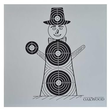 OAKWOOD Zielscheiben 14x14 oder 17x17 | Verschiedene Motive | Luftgewehr Pistole Softair Airsoft CO2 Schießscheibe für Kugelfang 50/100/150 Stück (17x17, Schneemann (100))