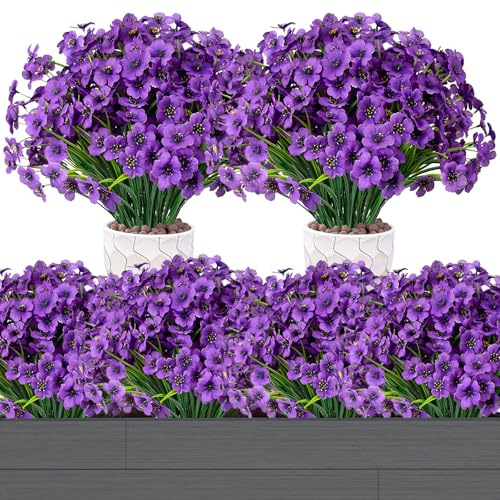 KYSUN 12 Paquetes de Ramos de Flores de Violeta Artificiales, Resistentes a los Rayos UV, para arreglos Florales, centros de Mesa (Púrpura)