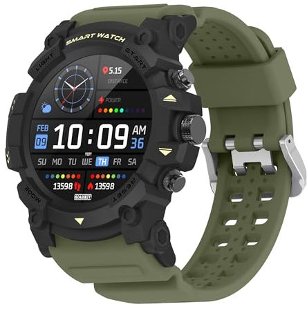 SAIET - Smartwatch W4RR1OR con Funzioni GPS, Chiamate e Messaggi - Orologio Digitale in Vetro Temperato Waterproof - Smartwatch Sport - Verde