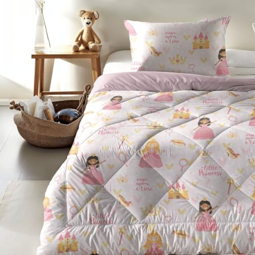 Zelesta Kiddybed kinderbettwäsche 135x200 4 Jahreszeiten - Bettwäsche winterdecke und Sommer-Bettdecke - Waschbare kinderdecke ohne Bezug - Kinderbettdecke mit Muster (Princess)