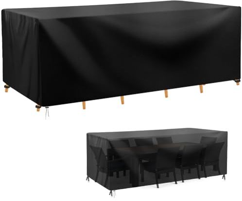 AOOWU Gartenmöbel Abdeckung Wasserdicht, Abdeckung Gartenmöbel Winterfest, Reißfest Oxford Gewebe Abdeckhaube Gartentisch Rechteckig, Schutzhülle Tisch für Gartentisch Sitzgruppe, 150 x 90 x 75 cm