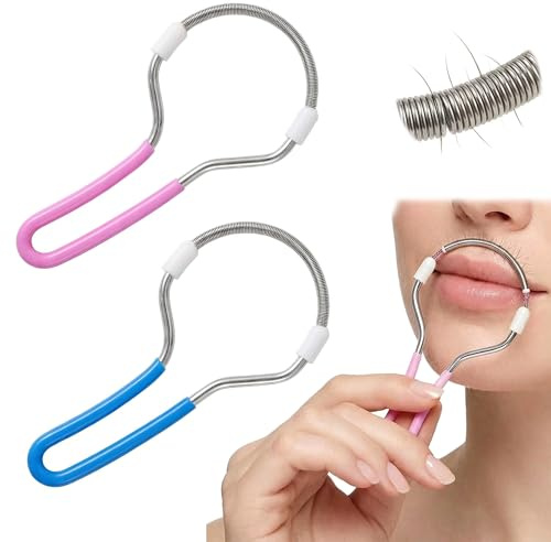 ZIOYANE 2Pcs Facial Hair Remover, Spring Handle Manual Portable Face Epilator Stainless Steel Facial Shavers for Women's Cheek & Upper LipZIOYANE