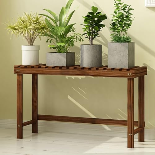 Whsmke Scaffale Portapiante – Espositore Per Vasi Da Interno Ed Esterno, Panchina Lunga A Livello Singolo Per Soggiorno, Balcone, Corridoio E Ingresso, Scaffale In Legno(Brown,98 * 25 * 45cm)
