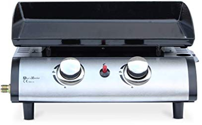 Alice's Garden - Plancha au gaz 2 brûleurs - Porthos - 5 KW. Barbecue. Cuisine extérieure. Plaque émaillée. INOX