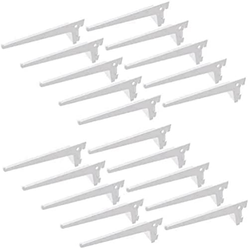 Emuca 7908412 Équerres d'étagère pour rail simple perforation pas 50mm, blanc, 400mm, Set de 20 pièces