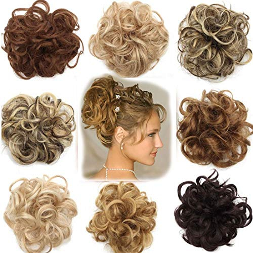 VOLUMINÖS Haarverlängerung Haargummi Haarteil hairpiece Haarverdichtung Zopf Scrunchie Haarband Haarschmuck Hellbraun bis Graublond