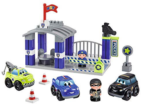 Ecoiffier – Abrick Polizeistation – Polizei-Spielset mit Polizeiautos und Gefängnis, stapelbare Bausteine, für Kinder und Kleinkinder ab 18 Monaten