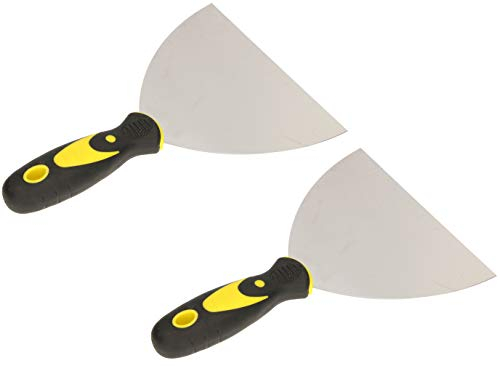 KOTARBAU® 2 x Espátulas para pintor, Espátulas de acero inoxidable 150 mm, Espátulas con mango de goma, Espatúla masilla, yeso, Espátula universal, 2 uds