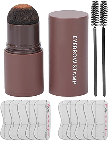 Kit per Timbri per Sopracciglia, Set di Polvere per Sopracciglia Impermeabile a Lunga Durata, Kit per Modellare Timbri per Sopracciglia con 10 Stencil per Sopracciglia Riutilizzabili 2(Marrone chiaro)