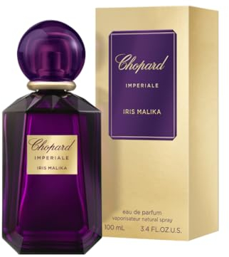 Chopard Iris Malika 100 ml – Eau de Parfum da Donna – Fragranza Floreale Ambrata – Note Avvolgenti di Iris, Gelsomino, Spezie, Fava Tonka e Cisto Labdano – Flacone in Vetro Viola