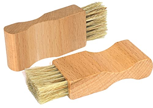 2 Pcs Shoe Polish Applicator Brushes Small Shoe Cleaning Brushes Wooden Handle Shine Shoes Brushes for Leather Boots Shoes Bags