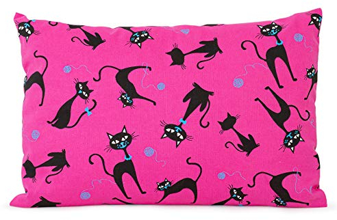 Kräuterkissen 30x20cm Katze-pink + Bio-Inlett befüllt mit Salbei, Anis, Kamille, Pfefferminze, Thymian, Rosmarin, Melisse, Lavendel