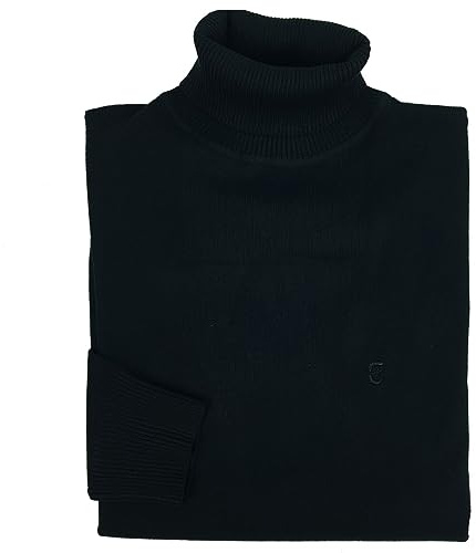 Coveri Maglia Maglione da Uomo Dolcevita a Collo Alto Rasato Tinta Unita M L XL XXL 3XL (XL - Nero)
