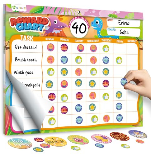 D-FantiX Magnetic Dinosaur Reward Chart, Behavior Chart for Boys & Girls