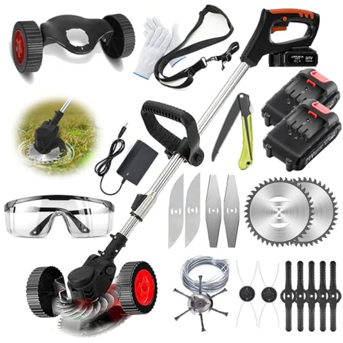 Coupe Bordure sans Fil 24V Débroussailleuse à Batterie électrique sans Fil 4 Types De Lames, Tête Pivotante 90° pour la Coupe de Jardin, Pelouses et Terres Agricoles (Black)