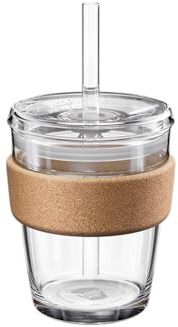 KeepCup Cold Cup, Reusable Iced Coffee Cup and Straw Tumbler with Spillproof Lid, Reusable Straw Included, BPA Free, Dishwasher Safe, 340ml 12oz Clear Tempered Glass