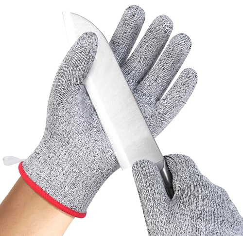 HPHST Schnittfeste Handschuhe für Herren und Damen, Arbeitshandschuhe A5 Schutzhandschuh Schnittsichere Montage Handschuhe Gartenhandschuhe 1 Paar Grau (XS)