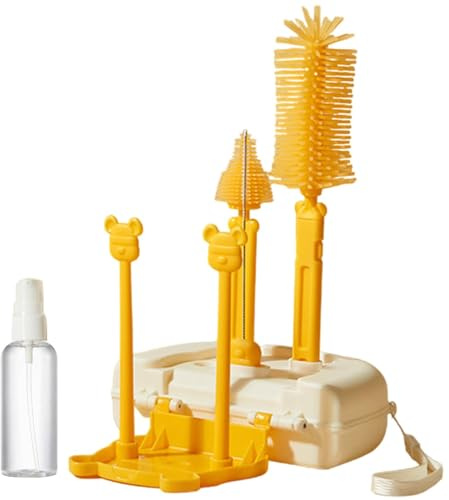 Cepillo de biberones para niños, cepillo de limpieza para biberones para niños, Cepillo de detalle para tapa de botella 6 en 1, Juego de cepillos portátiles al por menor de tapa de ta