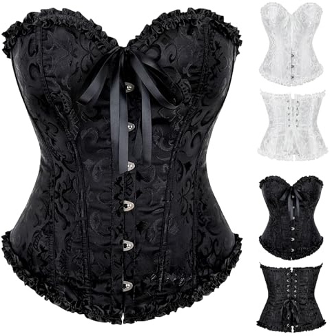 Shyllin Corse Corset Mujer, Corset Top Mujeres Fajas Bustier Corsé Overbust Gótico (FR/ES, Letras, M, Regular, Regular, Black)