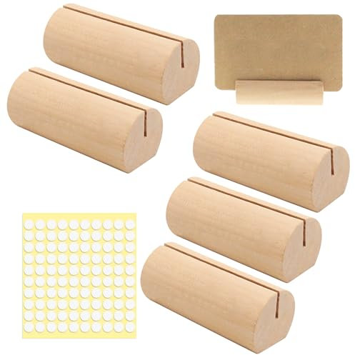 WOLMIK 5 Stück Kartenhalter Holz, Tischkartenhalter mit Doppelseitigen Klebstoff, Kartenständer Postkartenhalter Fotohalter für Hochzeiten, Restaurants, Bankette und Partys Menükartenhalter