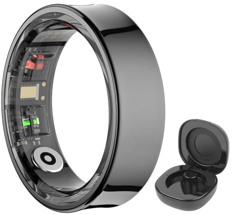 Cymwer R09 Smart Ring Män Kvinnor med Laddningsfodral, Fitness Ring Puls Blodsyre Sömnövervakning Sport Hälsoring för Xiaomi för Samsung Phone
